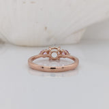 Minimalist Three Stone Ring Semi Mount in 14K Gold w Pink Sapphire Accents | Round