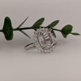 Statement Engagement Ring Semi Mount w Baguette Diamond Halo