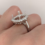 Statement Engagement Ring Semi Mount w Baguette Diamond Halo