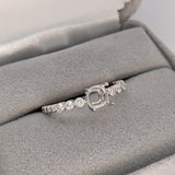 Dainty Ring Semi Mount in Solid 14k Gold with Natural Diamond Accents | Cushion Cut