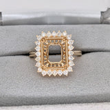 Emerald Cut Ring Semi Mount w Stunning Diamond Halo