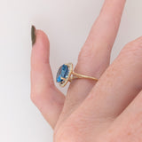 Angel 4.4cts Glam Swiss Topaz Ring w Earth Mined Diamonds in 14K Yellow Gold | Round 10mm