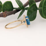 Angel 4.4cts Glam Swiss Topaz Ring w Earth Mined Diamonds in 14K Yellow Gold | Round 10mm