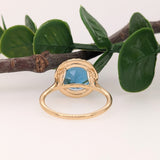 Angel 4.4cts Glam Swiss Topaz Ring w Earth Mined Diamonds in 14K Yellow Gold | Round 10mm