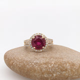 3.8ct Ruby and Diamond Halo Ring