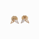 Earring Semi Mount w Earth Mined Diamonds in Solid 14K Gold | Marquise 4x2mm