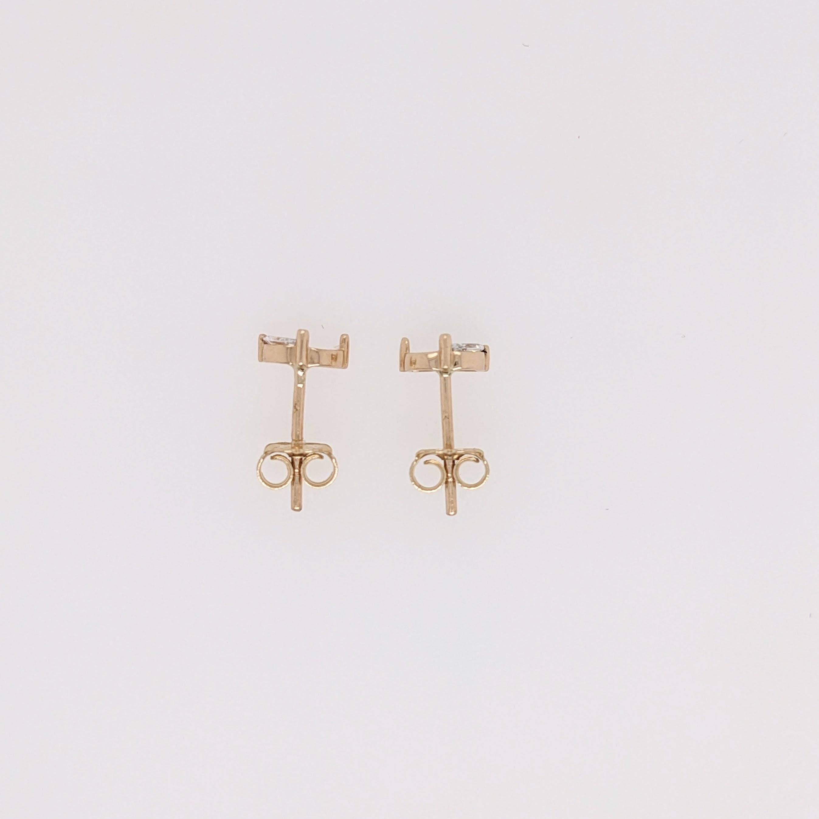 Earring Semi Mount w Earth Mined Diamonds in Solid 14K Gold | Marquise 4x2mm