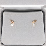 Earring Semi Mount w Earth Mined Diamonds in Solid 14K Gold | Marquise 4x2mm