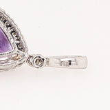 Classy Purple Amethyst Pendant in Solid 14k White Gold with Natural Diamond Accents | Trillion 9mm
