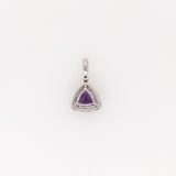 Classy Purple Amethyst Pendant in Solid 14k White Gold with Natural Diamond Accents | Trillion 9mm