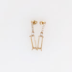 Earring Semi Mount w Natural Diamonds in Solid 14K Yellow Gold EM 14x4mm