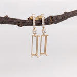 Earring Semi Mount w Natural Diamonds in Solid 14K Yellow Gold EM 14x4mm