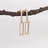 Earring Semi Mount w Natural Diamonds in Solid 14K Yellow Gold EM 14x4mm