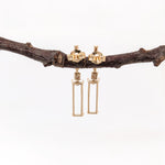Earring Semi Mount w Natural Diamonds in Solid 14K Yellow Gold EM 14x4mm
