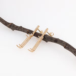 Earring Semi Mount w Natural Diamonds in Solid 14K Yellow Gold EM 14x4mm