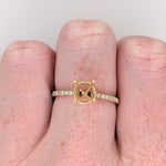 Ring Semi Mount w Natural Diamonds in Solid 14K Gold Round 6.5mm