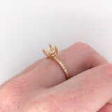 Ring Semi Mount w Natural Diamonds in Solid 14K Gold Round 6.5mm