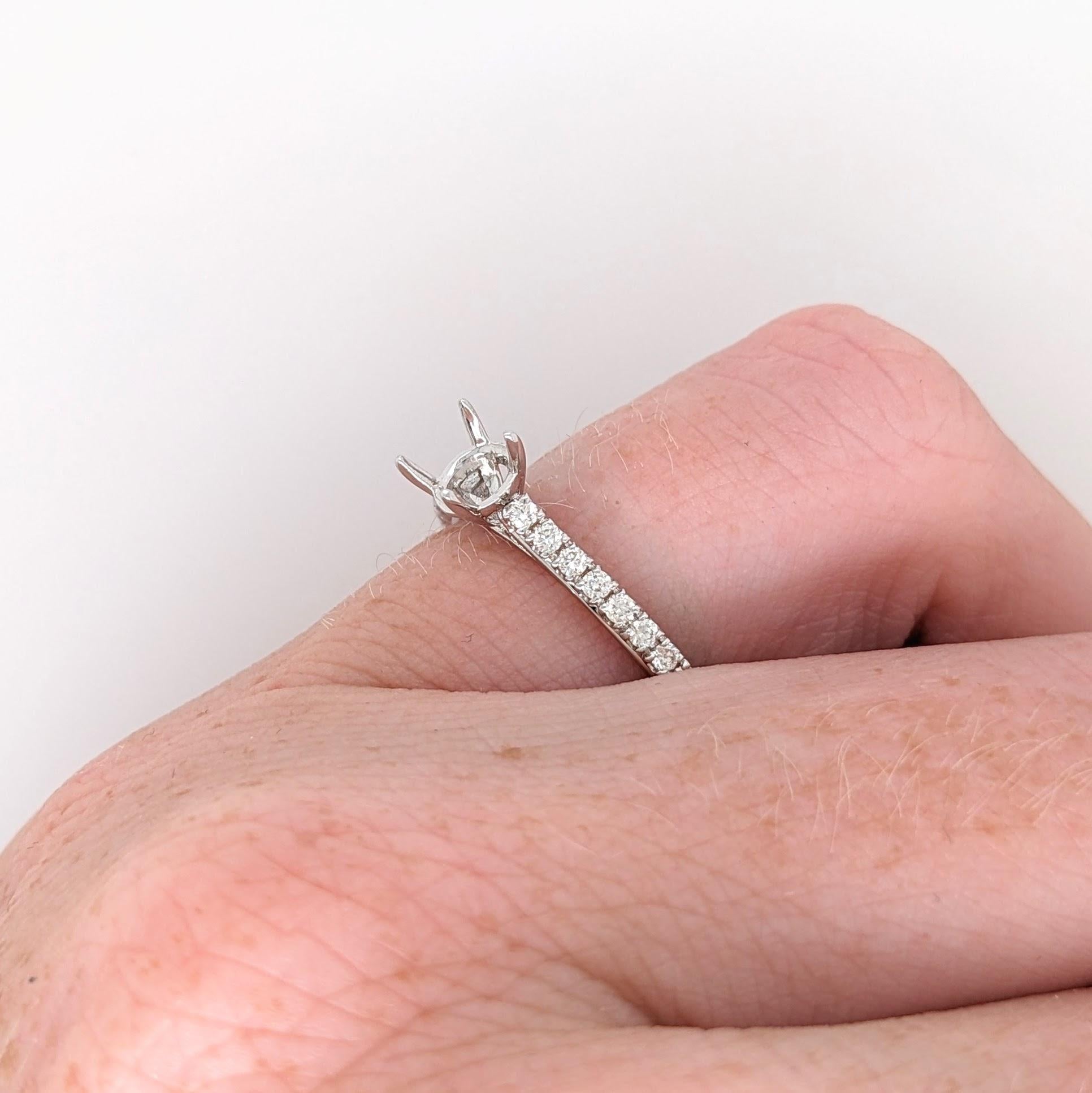Ring Semi Mount w Natural Diamonds in Solid 14K Gold Round 5mm