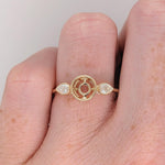Ring Semi Mount w Natural Diamonds in 14K Solid Gold Round 6mm