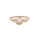 Ring Semi Mount w Natural Diamonds in 14K Solid Gold Round 6mm