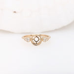 Ring Semi Mount w Natural Diamonds in 14K Solid Gold Round 6mm