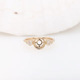Ring Semi Mount w Natural Diamonds in 14K Solid Gold Round 6mm