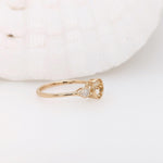 Ring Semi Mount w Natural Diamonds in 14K Solid Gold Round 6mm