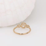 Ring Semi Mount w Natural Diamonds in 14K Solid Gold Round 6mm