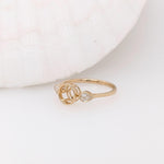Ring Semi Mount w Natural Diamonds in 14K Solid Gold Round 6mm
