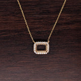 Lovely Pendant Necklace Setting W Natural Diamond Halo in 14K Solid Gold | Customizable