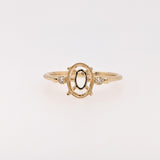 Ring Semi Mount w Milgrain Detail & Natural Diamonds in Solid 14K Gold Oval 8x6