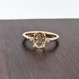 Ring Semi Mount w Milgrain Detail & Natural Diamonds in Solid 14K Gold Oval 8x6