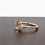 Ring Semi Mount w Milgrain Detail & Natural Diamonds in Solid 14K Gold Oval 8x6