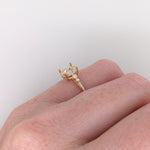 Ring Semi Mount w Milgrain Detail & Natural Diamonds in Solid 14K Gold Oval 8x6