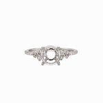 Ring Semi Mount w Natural Diamonds in Solid 14K Gold Round 7mm