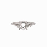 Ring Semi Mount w Natural Diamonds in Solid 14K Gold Round 7mm