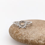 Ring Semi Mount w Natural Diamonds in Solid 14K Gold Round 7mm