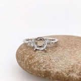 Ring Semi Mount w Natural Diamonds in Solid 14K Gold Round 7mm