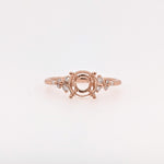 Ring Semi Mount w Natural Diamonds in Solid 14K Gold Round 7mm