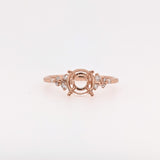 Ring Semi Mount w Natural Diamonds in Solid 14K Gold Round 7mm