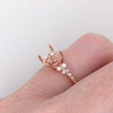 Ring Semi Mount w Natural Diamonds in Solid 14K Gold Round 7mm