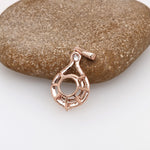 Pendant Semi Mount w Earth Mined Diamonds in Solid 14K Gold Round 9mm