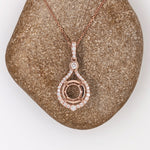 Pendant Semi Mount w Earth Mined Diamonds in Solid 14K Gold Round 9mm