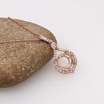 Pendant Semi Mount w Earth Mined Diamonds in Solid 14K Gold Round 9mm