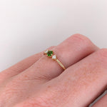 Dainty Tsavorite Ring w Earth Mined Diamonds in Solid 14K Gold | Round 3mm