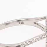 Diamond Bypass Ring w Earth Mined Diamonds in Solid 14K White Gold | 2 Stone Ring | April Birthstone