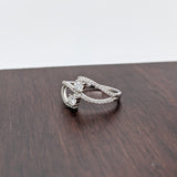 Diamond Bypass Ring w Earth Mined Diamonds in Solid 14K White Gold | 2 Stone Ring | April Birthstone