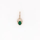 Emerald Pendant w Earth Mined Diamonds in Solid 14K Gold | Oval Shape | May Birthstone