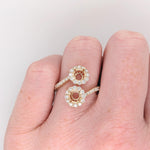 Toi et Moi Ring Semi Mount w Earth Mined Diamonds in Solid 14K Gold Round 5mm