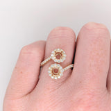 Toi et Moi Ring Semi Mount w Earth Mined Diamonds in Solid 14K Gold Round 5mm